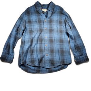 Duluth Trading Shirt Men's M Blue Plaid Long Sleeve Button Up With Pockets......